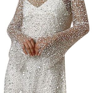 Elegant White Sequin Dress